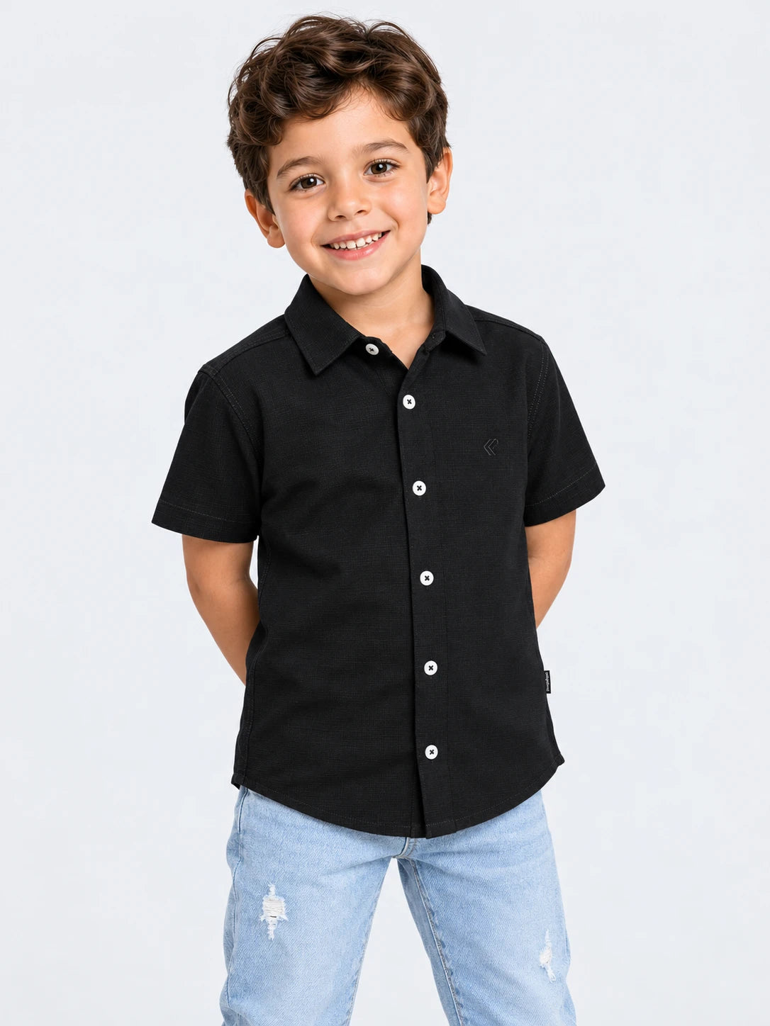 Camisa R057 M/C Lino Negro