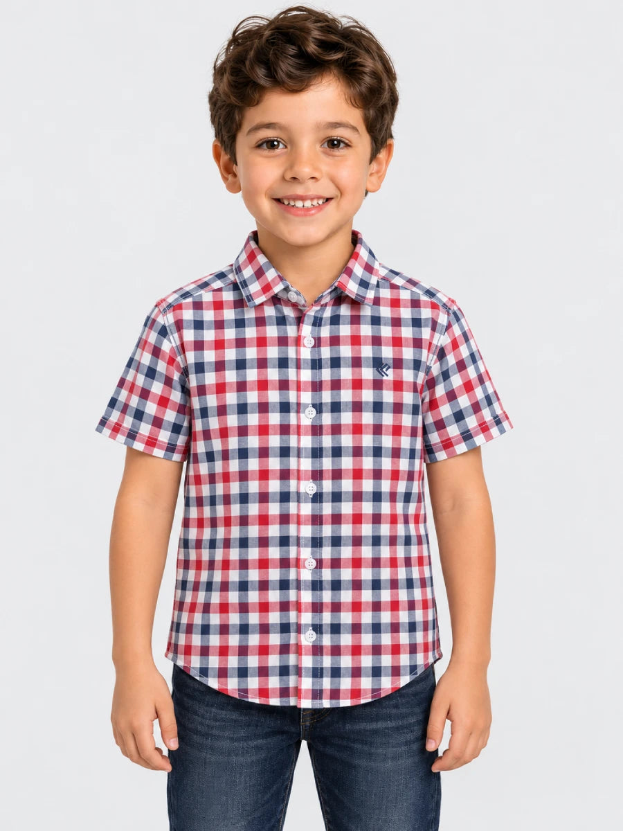 Camisa R059 M/C Cuadro Rojo