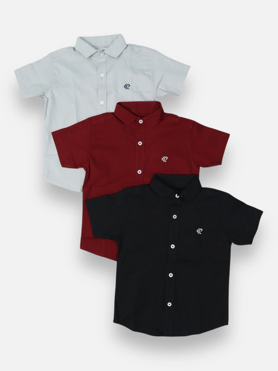 Combo 1 - Camisa Gris, Vinotinto y Negra T10-T16