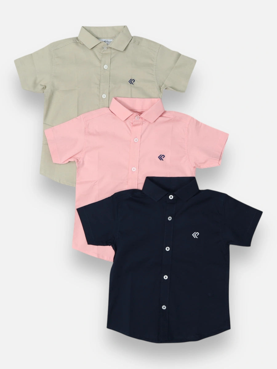 Combo 3 - Camisa Caqui, Rosado y Azul oscuro T10-T16